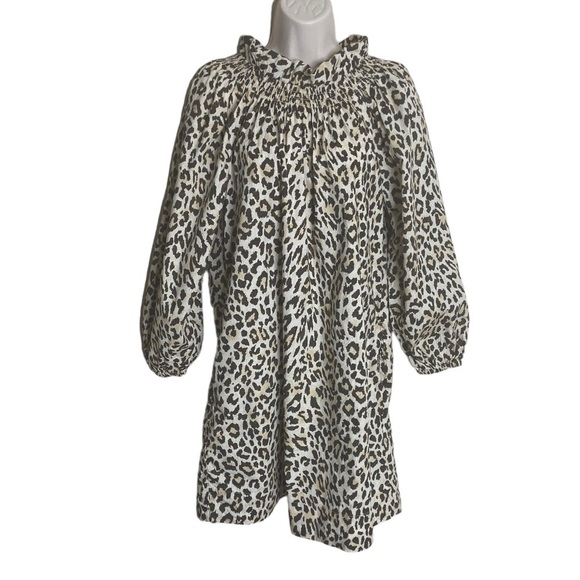 J. Crew Ruffleneck Puff-Sleeve Dress in Leopard Print - Picture 2 of 9